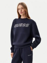Guess Bluza V4BQ15 K7UW2 Granatowy Regular Fit. Niebieskie bluzy Guess, l, z aplikacjami, z wiskozy, bez kaptura. Za 189.99 zł.