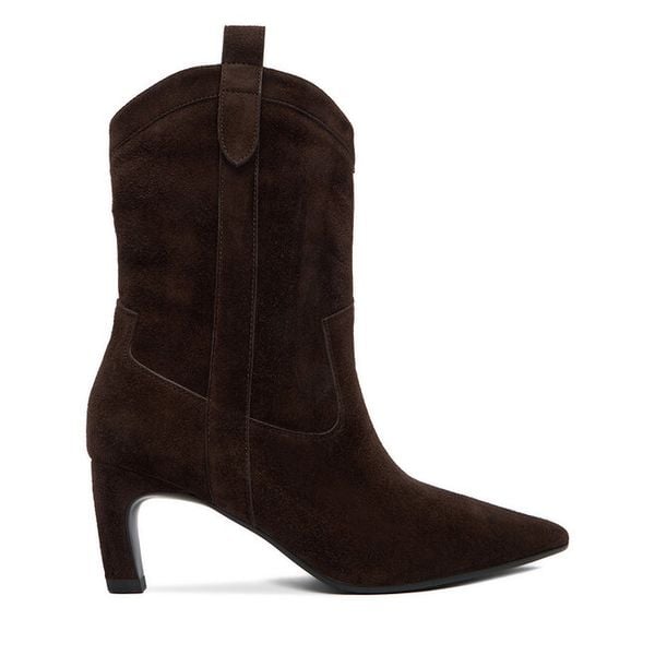 Botki GINO ROSSI. Brązowe botki Gino Rossi, bez wzorów, bez obcasa, na słupku, bez zapięcia. Za 329.99 zł.