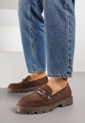 Brązowe Mokasyny Ozdobione Klamrą Wildbluff. Brązowe mokasyny Born2be, bez wzorów, z jeansu. Za 99.99 zł.