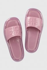 Tory Burch klapki Bubble Jelly damskie kolor różowy. Czerwone klapki Tory Burch, bez wzorów, z gumy, bez obcasa, na płaskiej podeszwie, bez zapięcia. Za 939.99 zł.