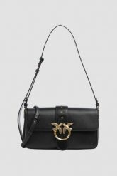 PINKO Czarna kopertówka Love One Classic Slouchy Fl Vitello Morbido. Czarne kopertówki Pinko, bez wzorów, ze skóry, eleganckie, bez dodatków. W wyprzedaży za 1,329.99 zł.