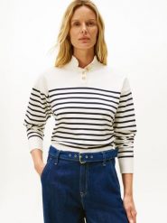 Tommy Hilfiger Sweter z dzianiny Kobiety biały|niebieski, L. Białe swetry Tommy Hilfiger, l, bez wzorów, z dzianiny, bez ramiączek. Za 479.95 zł.