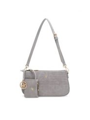 Beverly Hills Polo Club Torebka BHPC-W-03-A23 Szary. Szare torebki klasyczne Beverly Hills Polo Club, bez wzorów, z materiału, bez dodatków. Za 159.99 zł.