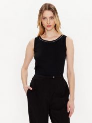 Fabiana Filippi Top JED273W150 Czarny Regular Fit. Czarne topy Fabiana Filippi, bez wzorów, z bawełny, bez kołnierzyka, bez ramiączek. Za 1,119.00 zł.