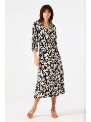 Garcia Sukienka w kolorze czarno-kremowym rozmiar: M. Brązowe sukienki Garcia, m, bez wzorów, z wiskozy, bez kołnierzyka, bez ramiączek, midi. Za 166.10 zł.