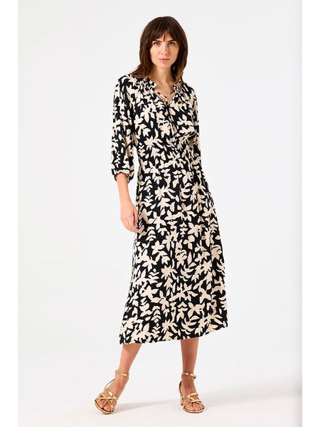 Garcia Sukienka w kolorze czarno-kremowym rozmiar: M. Brązowe sukienki Garcia, m, bez wzorów, z wiskozy, bez kołnierzyka, bez ramiączek, midi. Za 166.10 zł.