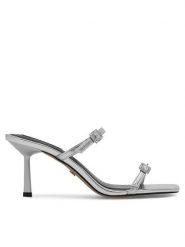 Nine West Klapki ZL23005-1CC Srebrny. Szare klapki Nine West, bez wzorów, ze skóry, bez obcasa, bez zapięcia. Za 239.99 zł.