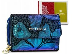 Mały, skórzany portfel damski z systemem RFID — Peterson. Portfele Peterson, bez wzorów, ze skóry. Za 65.99 zł.