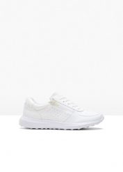 Sneakersy z kryształkami. Białe buty sportowe lifestyle bonprix, bez wzorów, sportowe, bez zapięcia. Za 124.99 zł.