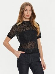 TWINSET Bluzka 242TP3010 Czarny Slim Fit. Czarne bluzki Twinset, s, bez wzorów, z syntetyku, bez kołnierzyka, bez ramiączek. Za 699.99 zł.