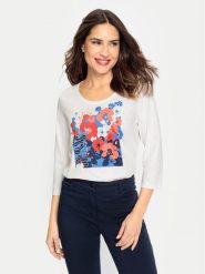 Olsen Bluzka 11104768 Biały Regular Fit. Białe bluzki Olsen, bez wzorów, z bawełny, bez kołnierzyka, bez ramiączek. Za 369.99 zł.