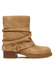 MICHAEL Michael Kors Botki Colby 40F5COFE5S Beżowy. Brązowe botki MICHAEL Michael Kors, bez wzorów, ze skóry, bez obcasa, na słupku, bez zapięcia. Za 1,059.00 zł.