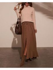 Milan Kiss Spódnica w kolorze jasnobrązowym rozmiar: M. Brązowe spódnice Milan Kiss, na co dzień, m, bez wzorów, maxi, proste. Za 130.99 zł.