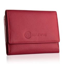 Portfel damski BETLEWSKI BPD-SS-14 CZERWONY. Czerwone portfele Betlewski, bez wzorów, ze skóry. Za 139.99 zł.