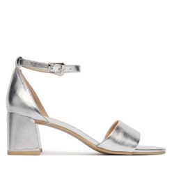 Sandały Caprice. Szare sandały Caprice, bez wzorów, bez obcasa, na słupku, bez zapięcia. Za 299.99 zł.