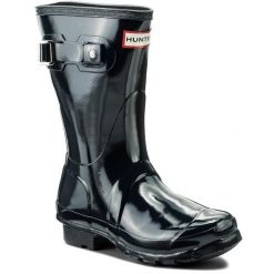 Kalosze Hunter. Czarne kalosze Hunter, bez wzorów, bez zapięcia. Za 349.99 zł.