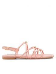 Nine West Sandały 123AL1737 Różowy. Czerwone sandały Nine West, bez wzorów, ze skóry, bez obcasa, na płaskiej podeszwie, bez zapięcia. Za 199.99 zł.