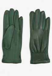 Zielone Rękawiczki Ozdobione Marszczeniem Belremi. Zielone rękawiczki Born2be, bez wzorów, eleganckie. Za 19.99 zł.