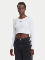 Adidas Bluzka Essentials Ribbed JC9011 Biały Slim Fit. Białe bluzki adidas, m, bez wzorów, z bawełny, bez kołnierzyka, bez ramiączek. Za 169.99 zł.