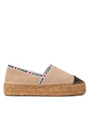 LOVE MOSCHINO Espadryle JA10553G0IIG0131 Beżowy. Brązowe espadryle Love Moschino, bez wzorów, ze skóry, bez obcasa. Za 809.99 zł.
