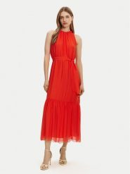 Haveone Sukienka letnia AFF-N004 Pomarańczowy Loose Fit. Brązowe sukienki Haveone, xs, bez wzorów, z wiskozy, bez kołnierzyka, bez ramiączek. Za 399.99 zł.