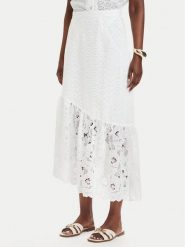 Guess Spódnica midi W6GD40 W1882 Biały Classic Fit. Białe spódnice Guess, m, z aplikacjami, z bawełny, midi. Za 694.99 zł.