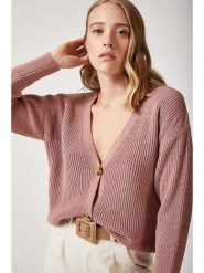 Happiness Istanbul Kardigan w kolorze jasnoróżowym rozmiar: S/M. Różowe swetry Happiness Istanbul, m, bez wzorów, bez ramiączek. Za 56.99 zł.