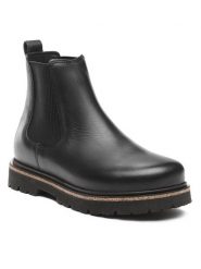 Birkenstock Sztyblety Highwood 1025781 Czarny. Czarne botki Birkenstock, bez wzorów, ze skóry, bez obcasa, na płaskiej podeszwie, bez zapięcia. Za 599.99 zł.