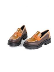 Anna Morellini Skórzane mokasyny "Aureda" w kolorze beżowo-pomarańczowo-brązowym rozmiar: 39. Brązowe mokasyny Anna Morellini, bez wzorów. Za 390.00 zł.