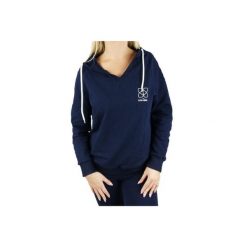 Bluza dresowa sportowa damska GymHero Hoodie NAVY-RACE. Niebieskie bluzy z kapturem Gym Hero, bez wzorów, z bawełny, z kapturem, na fitness i siłownię. Za 99.99 zł.