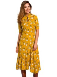 Stylove Sukienka w kolorze żółtym rozmiar: L. Żółte sukienki Stylove, l, bez wzorów, z wiskozy, bez kołnierzyka, bez ramiączek, midi. Za 244.95 zł.