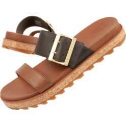 Klapki Sorel Roaming Slide NL4177-242 brązowe. Brązowe klapki bez wzorów, z gumy, casualowe, bez obcasa, bez zapięcia. Za 190.98 zł.