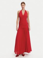 BARDOT Sukienka wieczorowa 59835DB Czerwony Regular Fit. Czerwone sukienki Bardot, bez wzorów, z syntetyku, wizytowe, bez kołnierzyka, bez ramiączek. Za 469.99 zł.