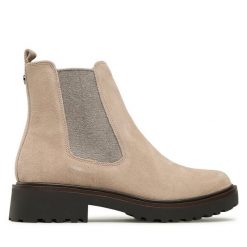 Botki Caprice. Brązowe botki Caprice, bez wzorów, bez obcasa, na płaskiej podeszwie, bez zapięcia. Za 289.99 zł.