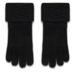Rękawiczki Coach. Czarne rękawiczki Coach, bez wzorów, z dzianiny. Za 259.99 zł.