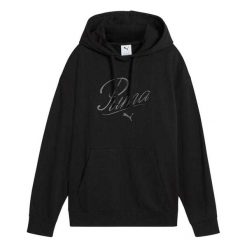 Damska Bluza Z Kapturem ESS Script Comfort. Czarne bluzy Puma, bez wzorów, bez ramiączek, z kapturem. Za 256.99 zł.
