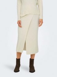 ONLY Spódnica dzianinowa w kolorze kremowym rozmiar: XL. Brązowe spódnice ONLY, xl, bez wzorów, z dzianiny, midi. Za 61.60 zł.