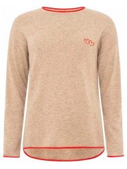 Zwillingsherz Sweter "Double heart" w kolorze beżowym rozmiar: S. Brązowe swetry Zwillingsherz, s, z aplikacjami, z kaszmiru, bez ramiączek. Za 206.42 zł.