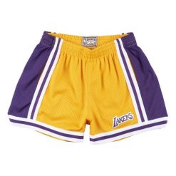 Szorty damskie Los Angeles Lakers jump shot. Żółte szorty Mitchell & Ness, bez wzorów, sportowe. Za 369.50 zł.