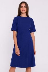Elegancka sukienka z trapezowym dołem niebieska. Niebieskie sukienki Stylove, do pracy, xxl, bez wzorów, biznesowe, bez kołnierzyka, bez ramiączek, trapezowe. Za 389.00 zł.