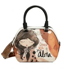 Pomarańczowy Stylowy Kuferek Damski Anekke Seria Alma. Brązowe torebki klasyczne Anekke, z aplikacjami, eleganckie, na ramię, bez dodatków. Za 389.00 zł.