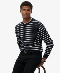 Superdry The Merchant Store – Sweter Breton z organicznej bawełny, relaxed fit. Niebieskie swetry Superdry, xl, bez wzorów, z bawełny, klasyczne, bez ramiączek. Za 301.95 zł.