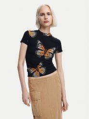 Desigual T-Shirt Croise 24WWTK55 Czarny Slim Fit. Czarne t-shirty Desigual, m, bez wzorów, z wiskozy, bez kołnierzyka, bez ramiączek. Za 119.99 zł.