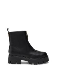 Guess Botki FLFRR2 ELE10 Czarny. Czarne botki Guess, z aplikacjami, ze skóry, bez obcasa, na płaskiej podeszwie, bez zapięcia. Za 584.99 zł.