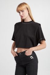 T-shirt damski KARL LAGERFELD. T-shirty KARL LAGERFELD, s, bez wzorów, bez kołnierzyka, bez ramiączek. W wyprzedaży za 293.40 zł.