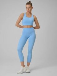 Legginsy fitness 7/8 z wysokim stanem i kieszonką. Fioletowe legginsy sportowe 4f, l, bez wzorów, z dzianiny, z podwyższonym stanem, na fitness i siłownię. Za 119.99 zł.