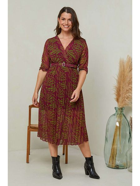 Curvy Lady Sukienka w kolorze bordowo-zielonym rozmiar: 40/42. Czerwone sukienki Curvy Lady, bez wzorów, z tkaniny, klasyczne, bez kołnierzyka, bez ramiączek, midi. Za 96.14 zł.