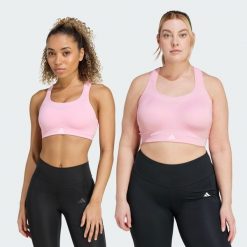 Biustonosz TLRD Impact Training High Support. Czerwone biustonosze sportowe adidas, bez wzorów, z materiału, na fitness i siłownię, climacool (adidas). W wyprzedaży za 194.25 zł.