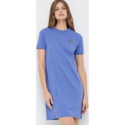 Lyle & Scott sukienka bawełniana mini prosta. Niebieskie sukienki Lyle & Scott, na co dzień, l, bez wzorów, z bawełny, bez kołnierzyka, bez ramiączek, mini, proste. W wyprzedaży za 154.99 zł.