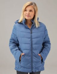 Pikowana kurtka z kapturem. Kurtki Unisono, s, bez wzorów, z tkaniny, z kapturem. Za 299.00 zł.